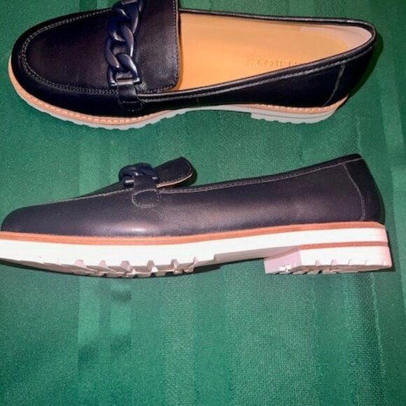 Talbots NEW Indigo Blue chain loafers, Size 8 - Picture 2 of 6